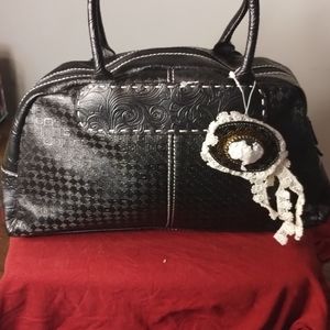 Black Croc Vinyl Hand Bag